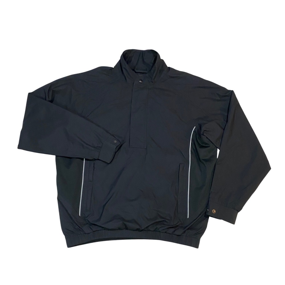 FootJoy DryJoys Mens Golf Jacket Black Windbreaker Pullover M 2-1105 1000421